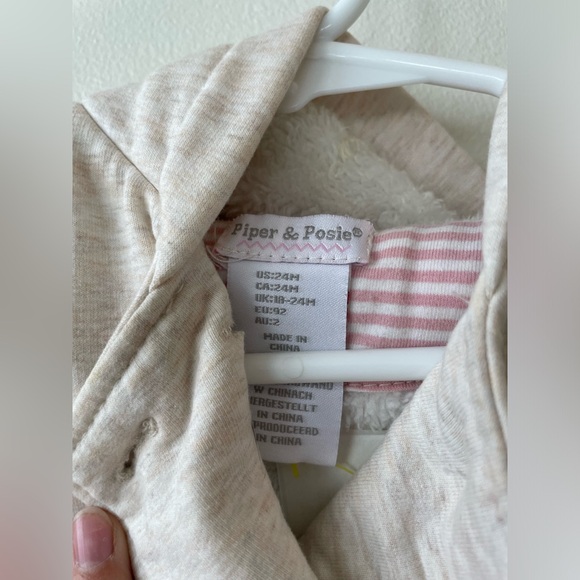 Piper & Posie Bunny Ear Pea Coat In Light Pink - Size 24 Months - Picture 6 of 8